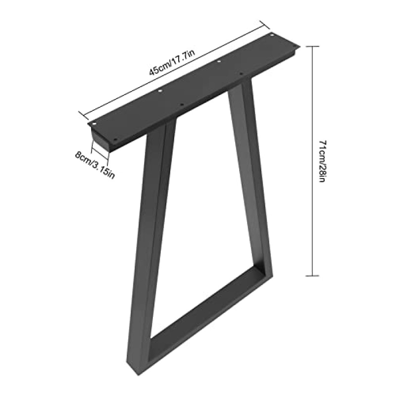 DIY 가구 프로젝트용 현대식 사다리꼴 금속 테이블 다리 2개 세트 - 높이 28인치, 설치 용이, 강력한 지지력 검정색(보드 제외)