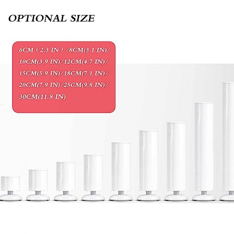 4 X 조정 가능한 피트 레벨링 헤비 듀티 테이블 다리 익스텐더 라이저 조정 가능한 캐비닛 피트 라운드 가구 다리 0-15mm DIY 가구, white-25CM(9.8IN) (흰색 8CM(3.1IN))