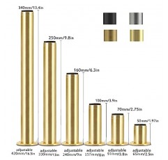 MZZHEDIE 4Pcs 조정 가능한 가구 다리, 알루미늄 합금 소파 다리, 금속 가구 다리, 원형 테이블 피트, 의자 책상 찬장 캐비닛 (6.3in, 골드) 용 DIY 가구 교체 지원 발