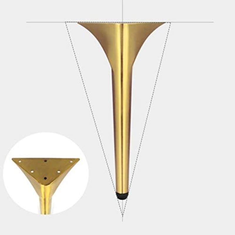 가구 다리 4개, 조절 가능, 스테인레스 스틸, DIY 금속 가구 다리, 검정색, 금색, 나사 포함(11.02인치/280mm, 검정색)(금색 9.84인치/250mm)