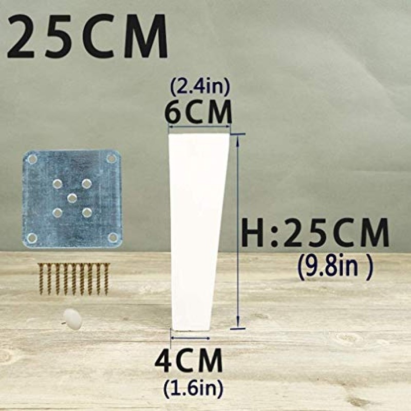 가구 다리, DIY 교체 다리, 의자 테이블 다리, 가구 다리 소파 다리 소파 다리 테이블 다리 드레서 다리, 4Pcs 단단한 나무 발, 소나무 교체 다리, 침대 다리, 침대용, 흰색/18Cm / 7In ( C