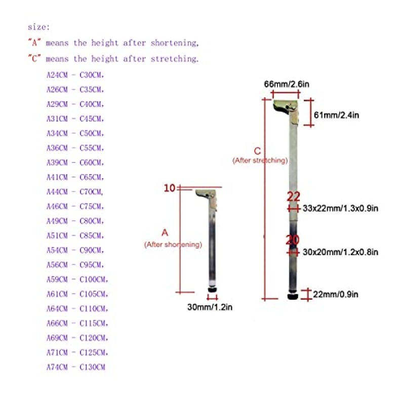 ELIMUH 스테인레스 스틸 DIY 가구 테이블 다리, RV 리프트 다리, 접이식 텔레스코픽 바 책상 다리, 푸시-풀 리프트 식탁 캐비닛 다리, 조정 가능한 보호 베이스, 나사 포함(크기: 70cm/27.6in)