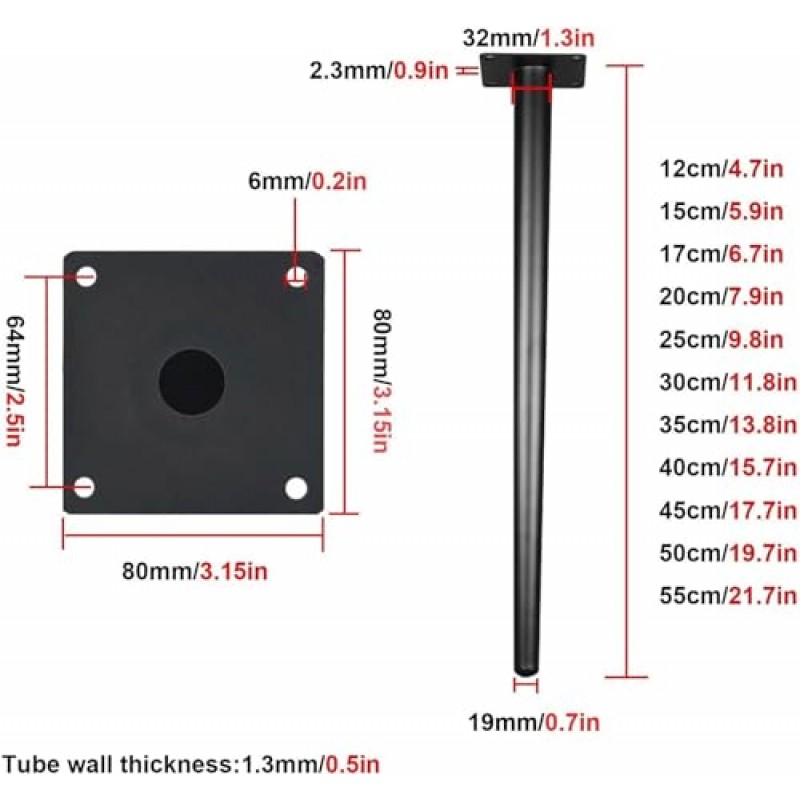 LYF 4 Pcs 콘 금속 가구 다리, DIY 철 테이블 다리, TV 캐비닛 의자 소파 지지대 다리, 캐비닛 교체 다리, 드레싱 테이블 식탁 커피 테이블 용 교체 가능한 하드웨어 캐비닛 다리 (Colo