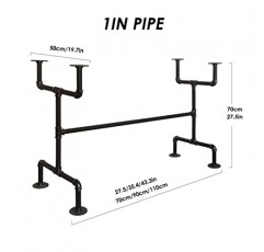 HEYCE 27.5' 파이프 금속 테이블 다리, 산업용 장식 커피 테이블 다리 세트, 소박한 거실 사무실 테이블 베이스 키트, DIY 가구용 소박한 책상 다리, 긴 27.5/35.4/43.3in(크기: 90cm)