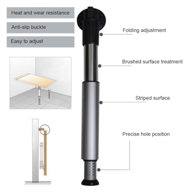 MObyat 금속 접이식 테이블 다리, 조절 가능한 높이 교체 다리, 2