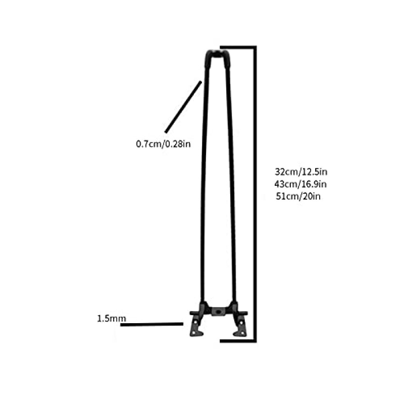 PEIXEN 접이식 금속 머리핀 다리, 검정색 커피 테이블 다리 2개, 산업용 DIY 가구 다리, (12.5'/17'/20') 4개 세트, 바닥 보호 장치 포함.100LBS(크기: 43cm)