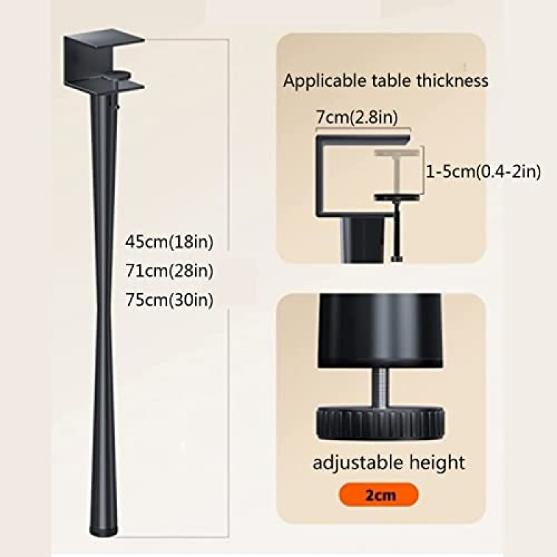 EZZON 2Pcs 조정 가능한 테이블 클램프 다리, 금속 테이블 다리, F 자형 식사 책상 다리, 사무실 테이블 다리 DIY 철 벤치 다리, DIY 가구 콘솔 용, 바닥 보호 장치 포함 (71cm (28in), 흰색)