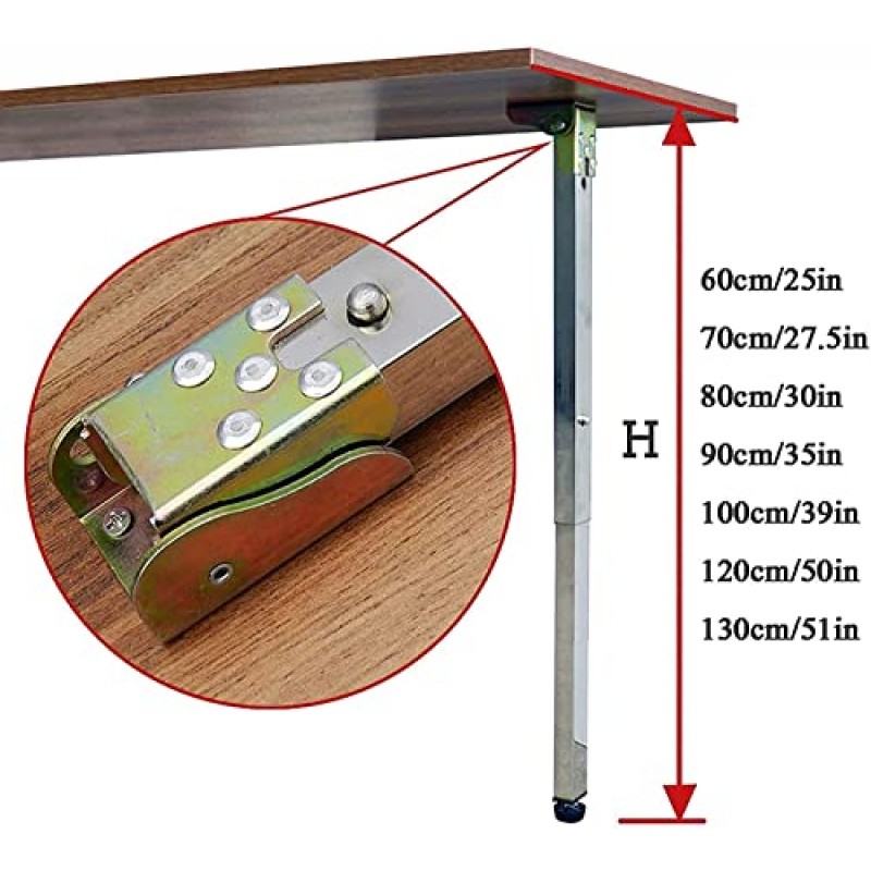 PEIXEN 테이블 다리, 접이식 테이블 다리, 수납식 가구 다리, 사각형 지지대, 금속 바 테이블 브래킷, DIY 하드웨어 액세서리(크기: 90cm/35in)(크기: 90cm/35in)