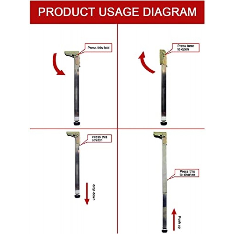 PEIXEN 테이블 다리, 접이식 테이블 다리, 수납식 가구 다리, 사각형 지지대, 금속 바 테이블 브래킷, DIY 하드웨어 액세서리(크기: 90cm/35in)(크기: 90cm/35in)