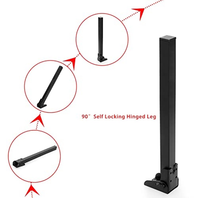 4개 90° 철 접이식 테이블 다리 - 자동 잠금 경첩 금속 가구 지지대, 커피 테이블 다리, 가구 라이저 피트 다리 TV 캐비닛, 노트북 테이블용 DIY 가구 교체 피트(크기: 15
