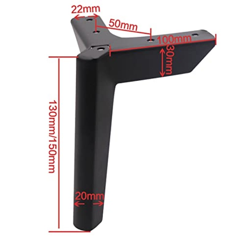 가구 다리, 가구 다리, 나사가 있는 금속 테이블 다리 DIY 금속 가구 Peds TV 테이블, 캐비닛 침대 옆 테이블 의자 소파 침대 및 기타.(4개) 베어링 200KG(색상: 검정, 크기: 130mm)