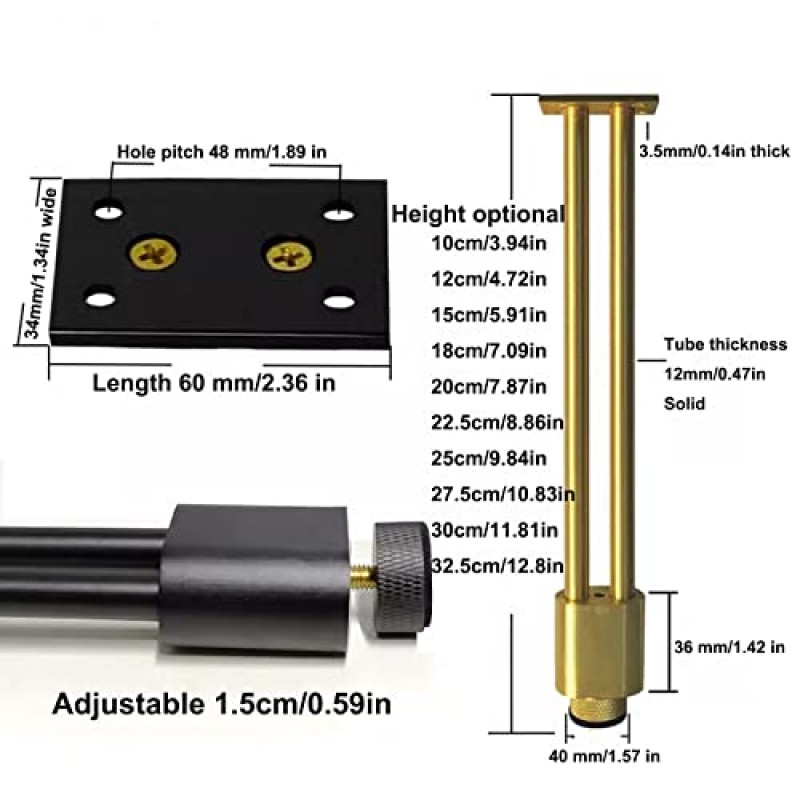 FLAVYO 4 조각 조정 가능한 가구 다리, 현대 금속 알루미늄 합금 가구 라이저 다리 DIY 가구 교체 지원 다리 소파 테이블 의자 책상 주방 캐비닛 다리 (27.5cm/10.83in, 골드)