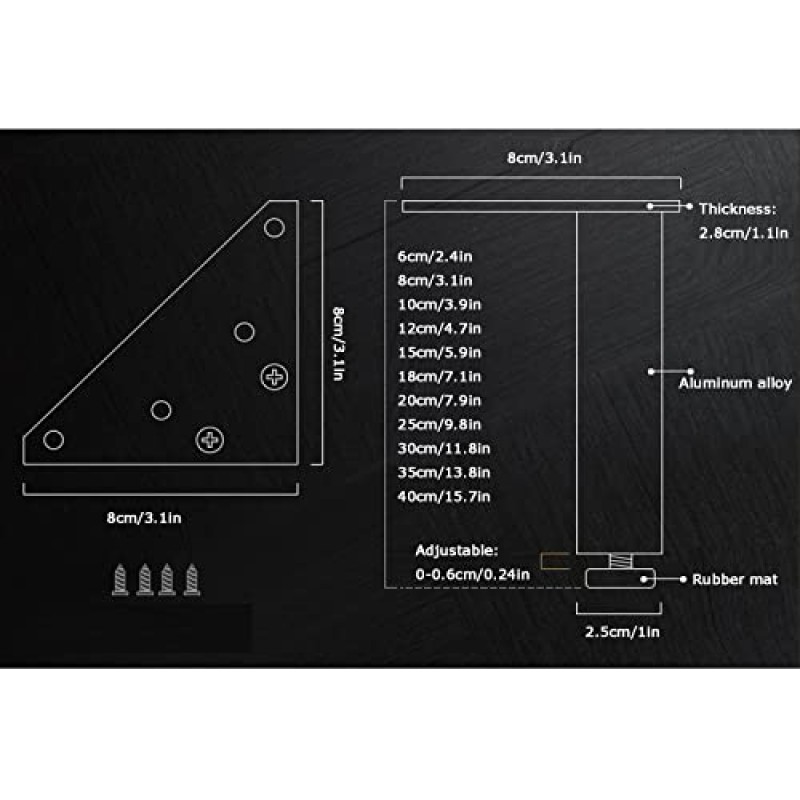 가구 다리, 4 팩 교체 테이블 다리, 산업용 금속 소파 다리, 장착 나사 및 바닥 보호 장치 포함, 모든 DIY 프로젝트용 세기 중반 현대 스타일의 ISolay(40cm/15.7in, 회색)