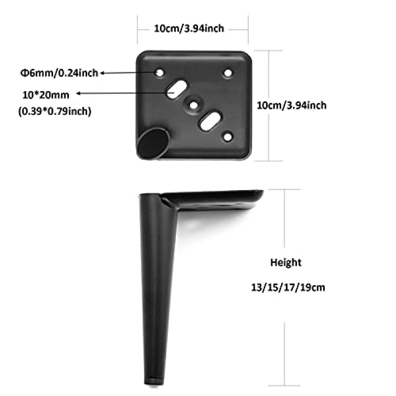 JITEM 소파용 금속 가구 다리 4개 세트, DIY 교체 소파 다리 옷장 찬장용 가구 지지대 소파 소파 오토만 의자, 실버, 13cm 테이블 다리 패드 (색상: 골드, 크기: 20cm)