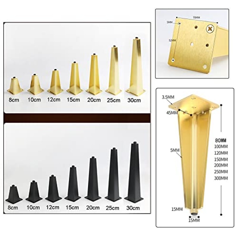 조정 가능한 가구 다리, 캐비닛에 완벽한 DIY 가구 금속 테이블 다리, 헤비 듀티 교체 지지대 다리, 옷장, TV 캐비닛, 서랍, 스탠드(색상: 검정색 캐비닛 다리, 크기