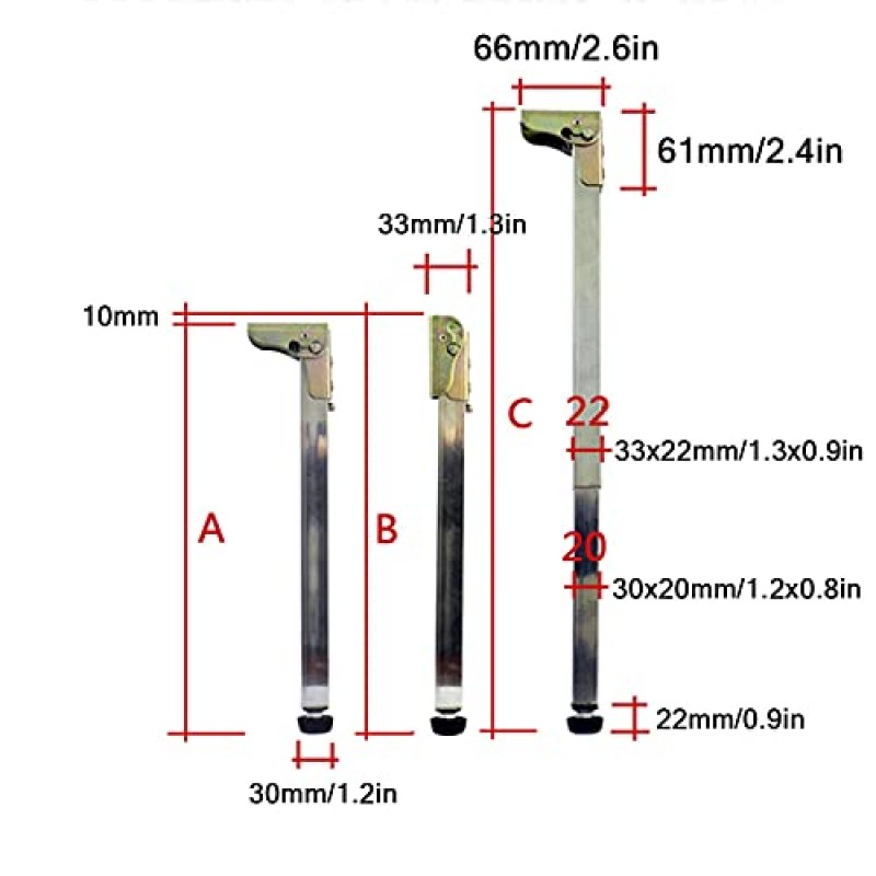 테이블 다리, 스테인레스 스틸 지지 다리, 금속 가구 피트, DIY 가구, 조리대, 접이식 테이블, 사무실 책상에 적합한 조절 가능한 텔레스코픽, 보호 베이스 포함, 1(크기: 60cm/23.6in)