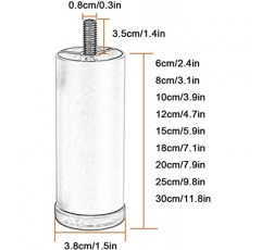 EZZON 교체 가능한 가구 다리, 원통형 소파 발, 조절 가능한 캐비닛 다리, 헤비 듀티 DIY 가구, 금속 테이블 다리, 옷장, 침대 옆 탁자, 커피 테이블, Silver-25cm/9.8in