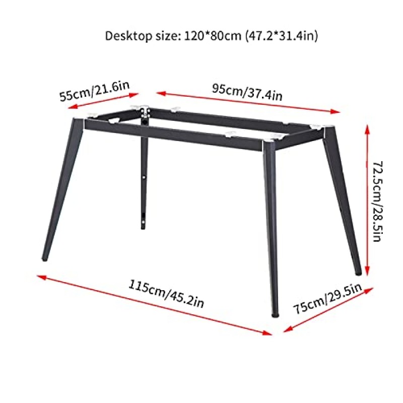 PEIXEN 28.5인치 금속 책상 다리, 중철 아트 데스크 프레임, 산업용 소박한 식탁 다리, 현대 DIY 가구 다리(크기: 120 * 80cm)
