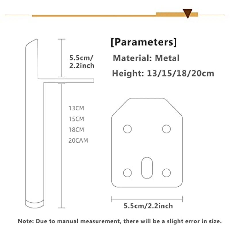 JIVIAL 가구 다리 - 금속 소파 교체 다리, 옷장 캐비닛 소파 침대 의자 테이블 오토만 Diy-20CM-매트 블랙(색상: 검정)을 위한 가벼운 고급 가구 다리 4개 세트
