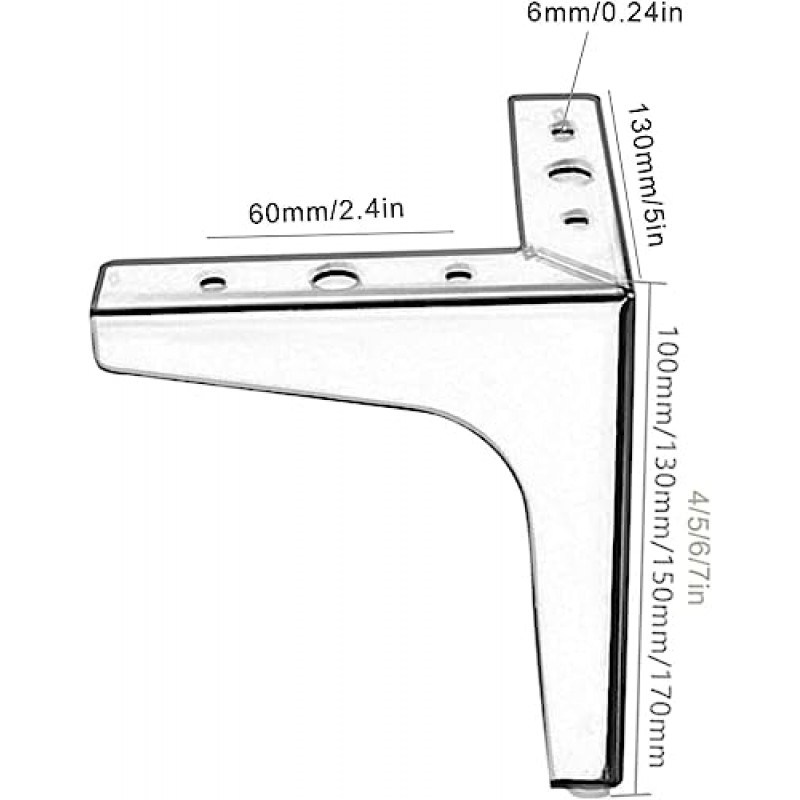 WEHOMY 소파 다리, 삼각형 가구 다리, DIY 캐비닛 다리, 커피 테이블 다리, 침대 옆 테이블 다리, 현대, 단순, 3가지 색상, 금속 지지 다리, 4개 세트(색상: 검정색, 크기: 15cm/6in)