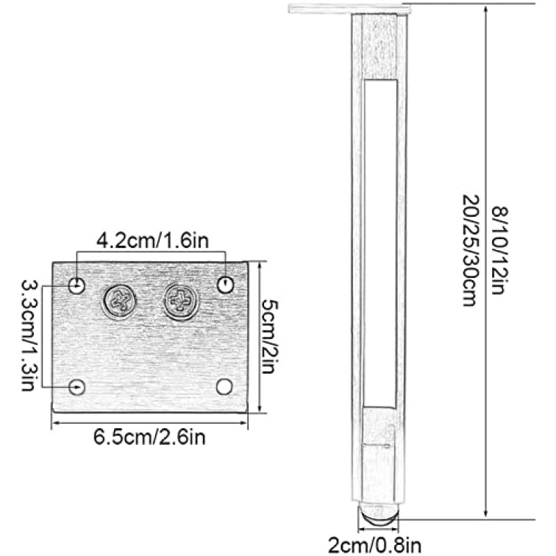 ISolay 금속 소파 발, 검정색 조정 가능한 가구 다리, 사각형 교체 발, DIY 침대, 안락 의자, 커피 테이블, 직선형 안정 캐비닛 다리, 방수, 미끄럼 방지(골드 20cm/8인치)에 사용됨