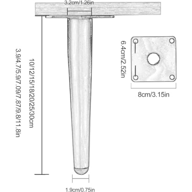 LYF 가구 다리 금속, DIY 테이블 다리, 커피 테이블 다리, 캐비닛 다리, 소파 지지대 다리, 책상 다리, 나사가 있는 가구 다리, 내마모성, 다색-15cm/5.9in(색상: 금색, 크기: 25c