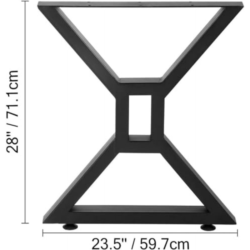 CEMELI LYF 금속 가구 다리, 소박한 장식 테이블 다리 H28 X W23.6 인치, 검정색 헤비 듀티 금속 책상 다리, DIY 철 벤치 다리
