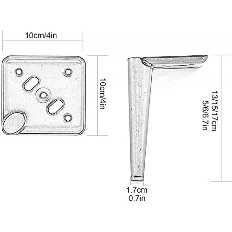 가구 다리, 가정용 금속 캐비닛 발, 심플한 스타일 지지 다리, 미끄럼 방지, 내마모성 소파 발, DIY 커피 테이블, 스툴 및 기타 가구용(색상: 검정색, 크기: 13cm/5in)(실버)
