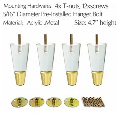 4Pcs 아크릴 가구 다리 4.7 인치 (120mm) 교체 소파 피트 캐비닛 현대 지우기 장식 DIY 다리 테이퍼 스타일 (색상: 크롬)