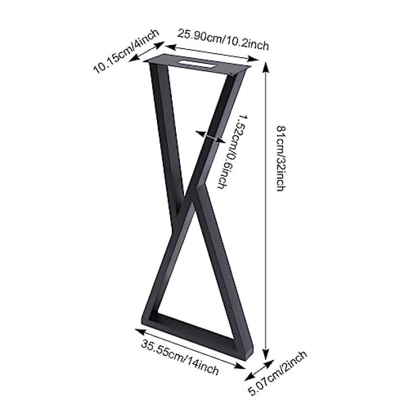 LYNICESHOP 금속 테이블 다리, 2 개 금속 헤비 듀티 책상 다리 DIY 산업용 가구 식탁 다리 현대 철강 커피 테이블 벤치 다리 (14 * 32in)