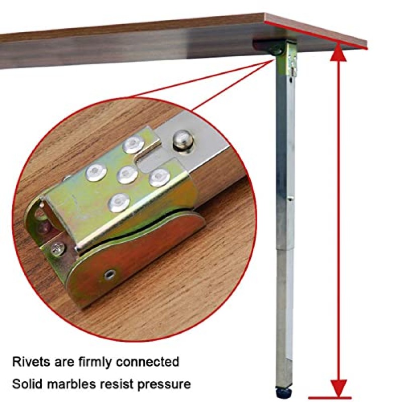 BIZOLE 스테인레스 스틸 DIY 가구 테이블 다리 - 접이식 텔레스코픽 바 데스크 다리, 푸시-풀 리프트 다이닝 테이블 캐비닛 다리, 50-130cm, 나사 포함 조절 가능한 보호 베이스(크기: 80CM/31.5IN)