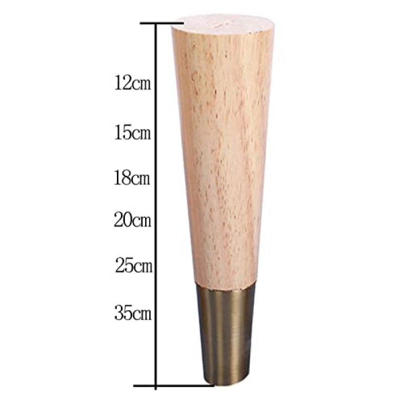 가구 다리, 단단한 나무 테이퍼 테이블 다리 금속 교체 피트, DIY 가구 소파 옷장 TV 캐비닛 서랍 스탠드, 구리 세트, 목재 색상, 4 Pcs,12cm/4.7in