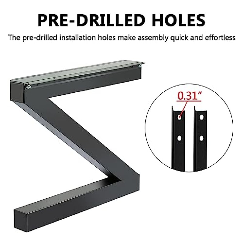 LoJok 2개 강철 테이블 다리, 28'높이 24'와이드 금속 다리, Z-N 프레임 헤비 듀티 3.15' 두께 다이닝 테이블 다리 2204LBS 부하 용량, 28'x24'x3.15' DIY 가정용 블랙 커피 테이블 다리 장식