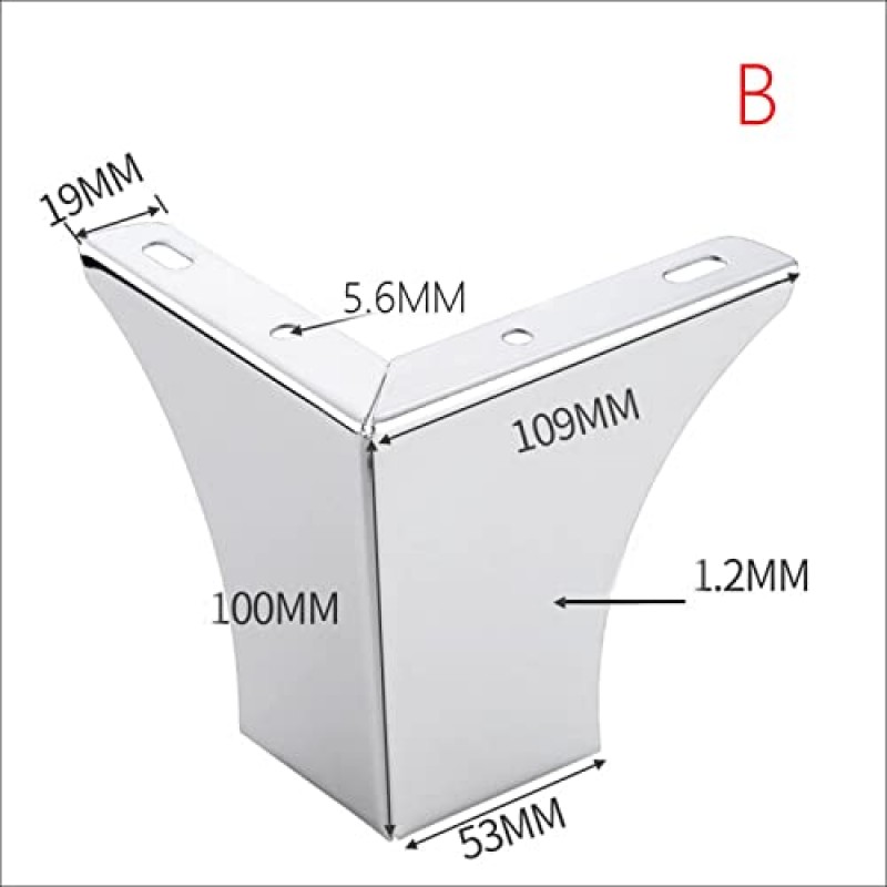 FURLOU 가구 다리, 철 가구 다리 4개 세트, 현대 삼각형 모양의 금속 소파 다리, DIY 가구 다리, TV 스탠드 의자 테이블 캐비닛용(색상: B, 크기: 100mm/3.94in)