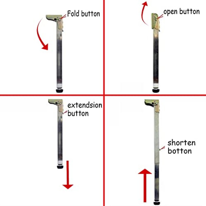 ISolay 조정 가능한 텔레스코픽 다리, 금속 접이식 테이블 다리, 스테인레스 스틸 미끄럼 방지 다리, 조리대 지지대. 책상, 식탁, DIY 가구 등에 적합합니다. (크기: 21.7in)