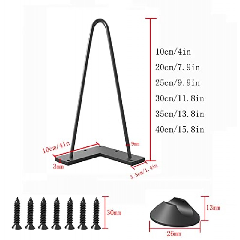 WEHOMY 테이블 다리 4 Pcs 강철 머리핀 다리 DIY 홈 오피스 데스크 엔드 테이블 나이트 스탠드 지원 피트, 이중 용접 금속 커피 테이블 다리/블랙/10Cm/4In에 대 한 Solidniture 다리