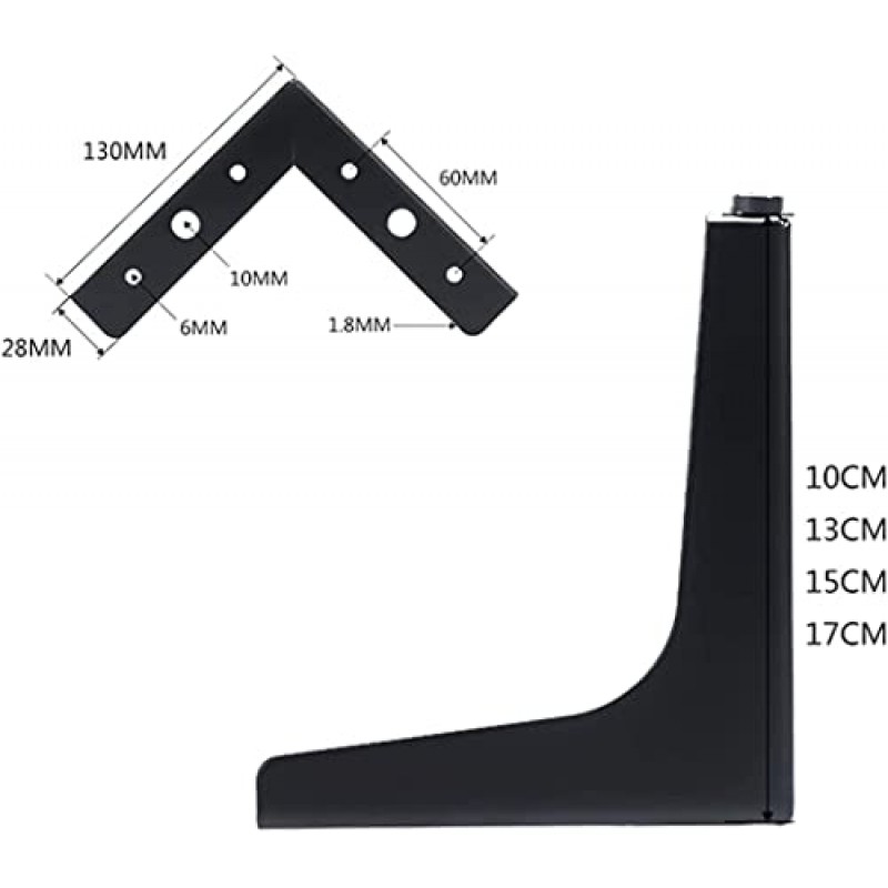 테이블 다리, 4 팩 가구 다리 테이블 다리, DIY 교체 금속 테이블 발, 식탁 다리, 찬장/의자/커피 테이블/TV 캐비닛 책상/오토만, 나사 포함(크기: 15cm)(크기: 10cm)