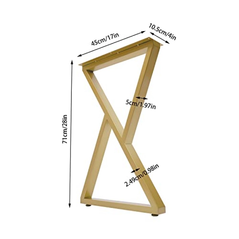 Fichiouy 2PCS 금속 삼각형 모양 테이블 다리 식사 테이블, 커피 테이블, 주방 테이블, H28 x W17.7 DIY 사용을위한 현대 가구 다리 골드