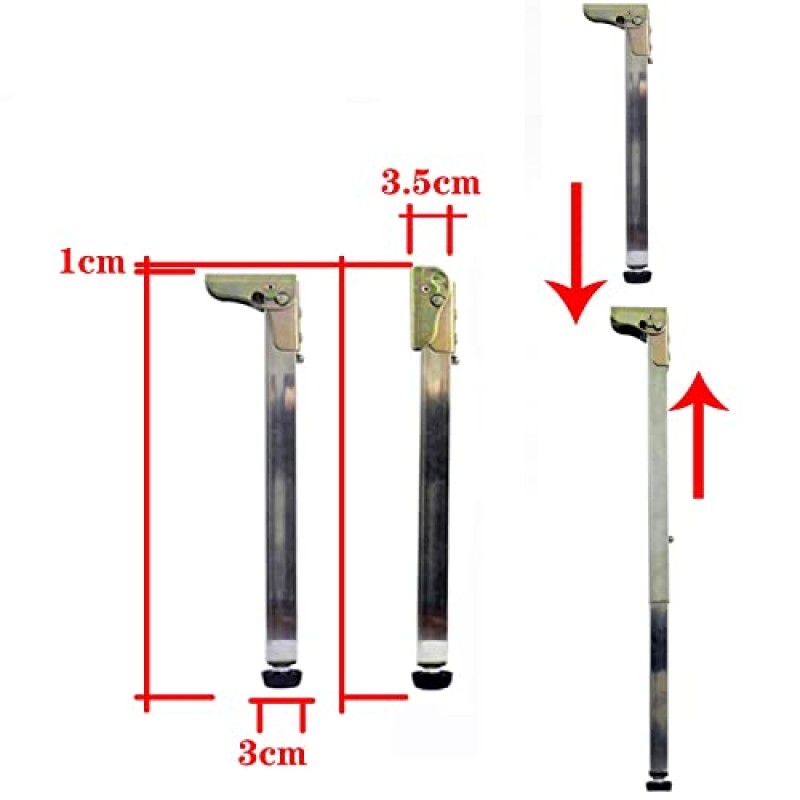 ISolay 1피스 스테인레스 스틸 조절식 가구 다리, 접이식 리프트 테이블 다리 바닥에 미끄럼 방지 지지대 책상 바 카운터 DIY 가구 등에 적합합니다. (크기: 27'/69cm)