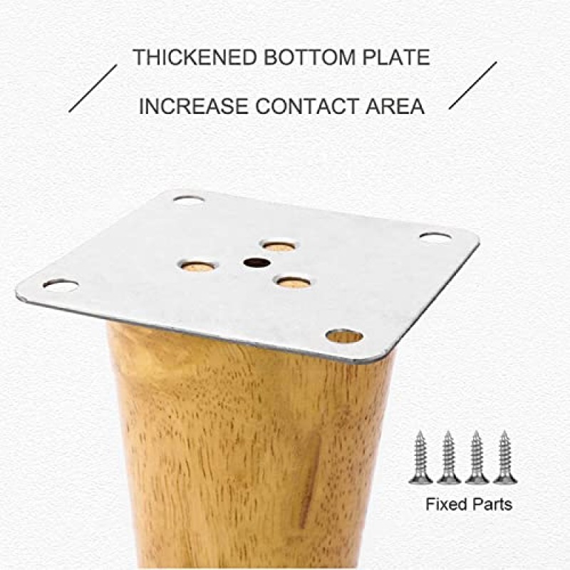 Katzowen 목재 가구 다리, 소파 다리, 테이퍼형 교체 다리, 4개 세트, 침대, 옷장, 안락 의자, 주방 다리, DIY 테이블 다리, 액세서리 포함(색상: 비스듬함, 크기: 65cm/26in)