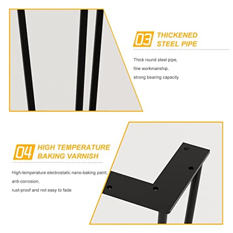 가구 다리 세트, 머리핀 다리, DIY 금속 테이블 다리, 현대 산업용 철강 가구 피트, 높이 조절 가능, 식탁, 책상, 커피 테이블, 나사 포함, Gold-70cm/27.5in(색상: 흰색