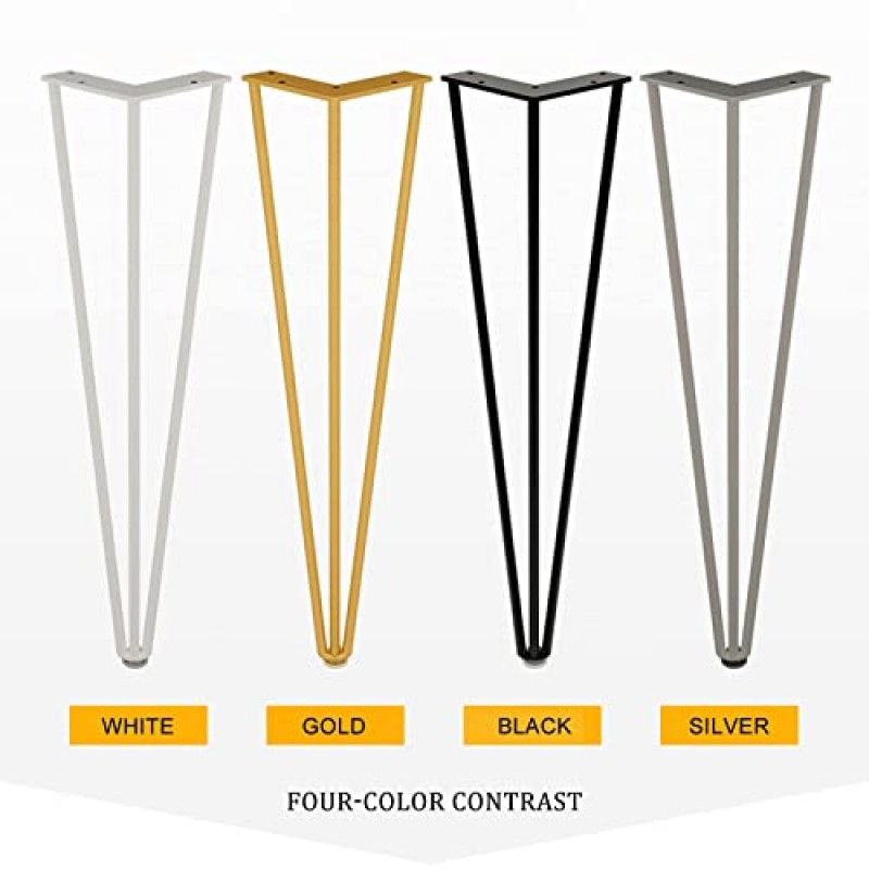 가구 다리 세트, 머리핀 다리, DIY 금속 테이블 다리, 현대 산업용 철강 가구 피트, 높이 조절 가능, 식탁, 책상, 커피 테이블, 나사 포함, Gold-70cm/27.5in(색상: 흰색