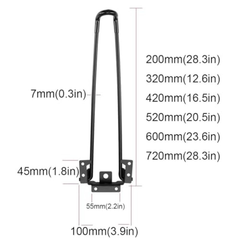 MObyat 금속 접이식 가구 다리, 200mm-720mm/7.9