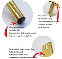 견고한 5인치 금속 가구 다리 금색, 현대식 철제 가구 다리 4개, 미끄럼 방지 DIY 교체 다리, 1200kg 지원 가능, 세척 및 닦기 가능, 녹슬지 않음