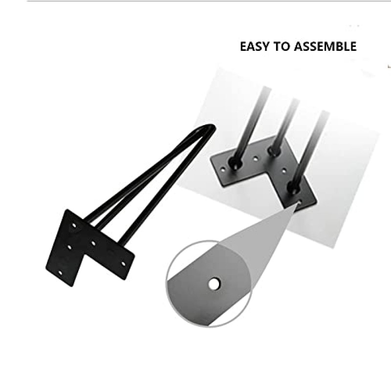 Yahpetes 테이블 다리 나사 및 4개 보너스 고무 바닥 보호 장치가 있는 검정색 헤비 듀티 머리핀 가구 다리 금속 홈 DIY 프로젝트(34인치)