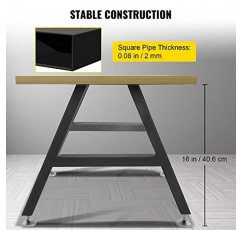 VEVOR 금속 테이블 다리 16 x 17.7인치 A자형 책상 다리 폴리우레탄 코팅이 있는 튼튼한 벤치 다리 2개 세트, 바닥 보호 장치가 있는 가구 다리, 가정용 연철 커피 테이블 다리 DIY 블랙