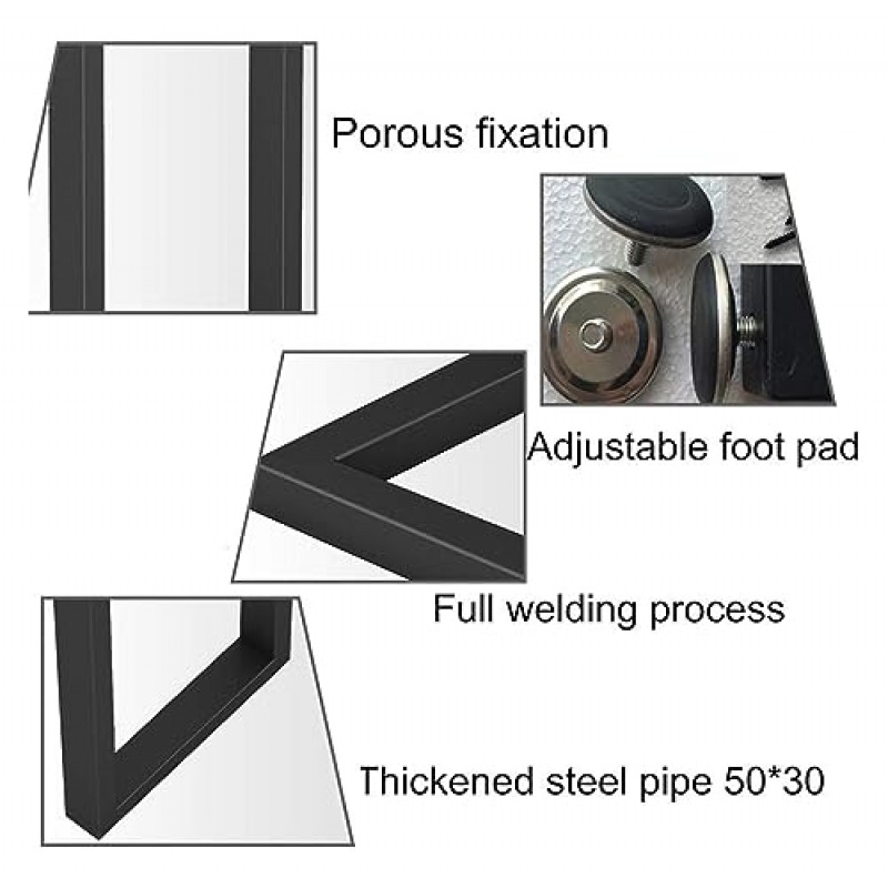 LYF 2 Pcs 금속 테이블 다리, 헤비 듀티 스퀘어 튜브 식탁 다리, DIY 커피 테이블 사무실 테이블 바 테이블 등에 적합한 검정색 28-40 인치 산업용 현대 가구 다리 (색상 : 검정색, 크기 :