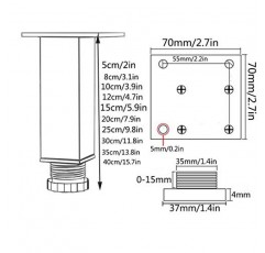 조정 가능한 가구 다리 4개, 알루미늄 합금 주방 발, 사각형 금속 테이블 다리, 소파 다리, 캐비닛 다리, 가구 교체 다리, DIY 산업용 벤치용 MRbron 팩, 흰색 25cm/9.8in