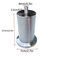 MRbron 스테인레스 스틸 가구 다리, 조정 가능한 캐비닛 피트 소파 피트, DIY 산업용 벤치 다리, 교체 안락 의자 다리, M8 나사 막대 포함, 소파 드레서 용, 12.5cm/2.3in