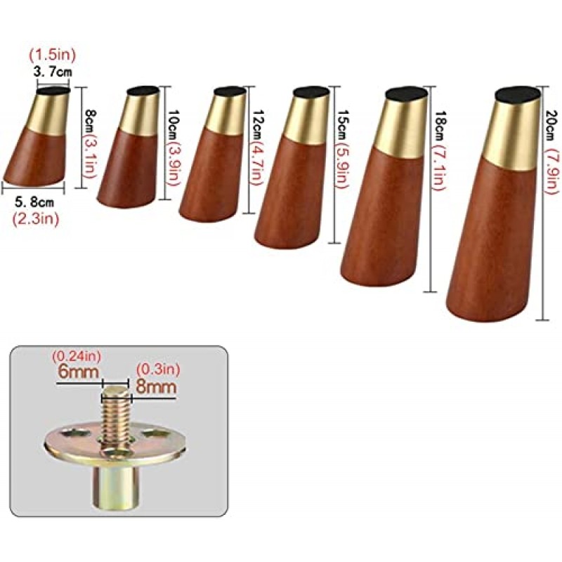 4Pcs 단단한 나무 가구 다리, 소파 다리, 나무 원추형 교체 다리, 기본 다리, DIY 하드웨어 액세서리 (기울기 12cm/4.7in)